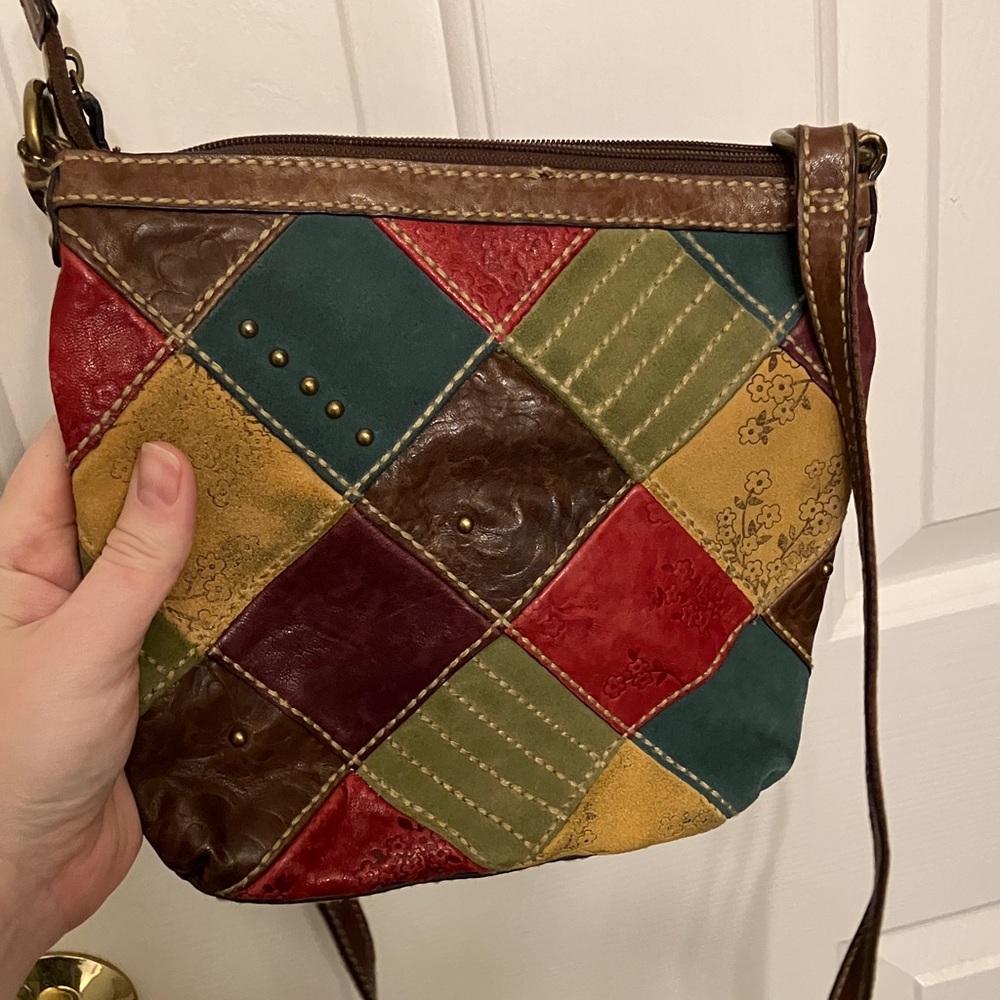 Fossil Leather And Suede Patchwork Bag - image 2